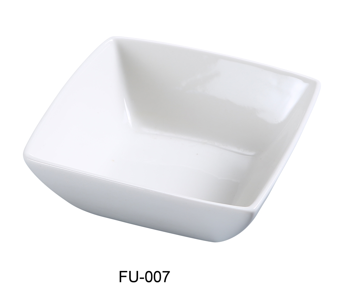 FU-007 7 in. Fuji Porcelain Square Bowl, Bone White - 36 oz - Pack of 24 -  Yanco