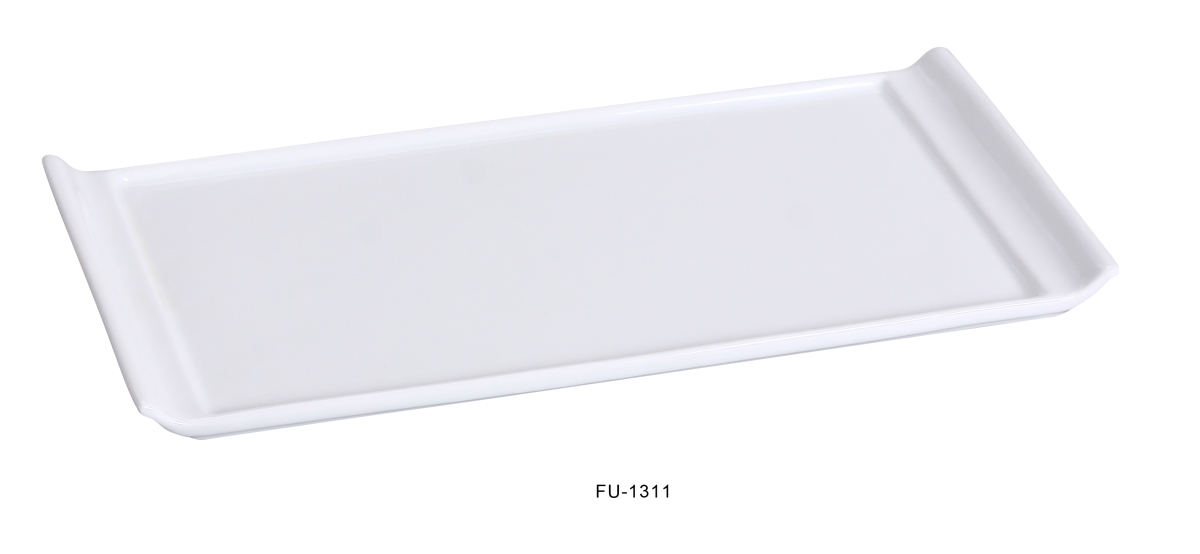 FU-1311 Porcelain Fuji Rectangular Display Plate, Bone White - 11.25 x 7 in. - Pack of 12 -  Yanco