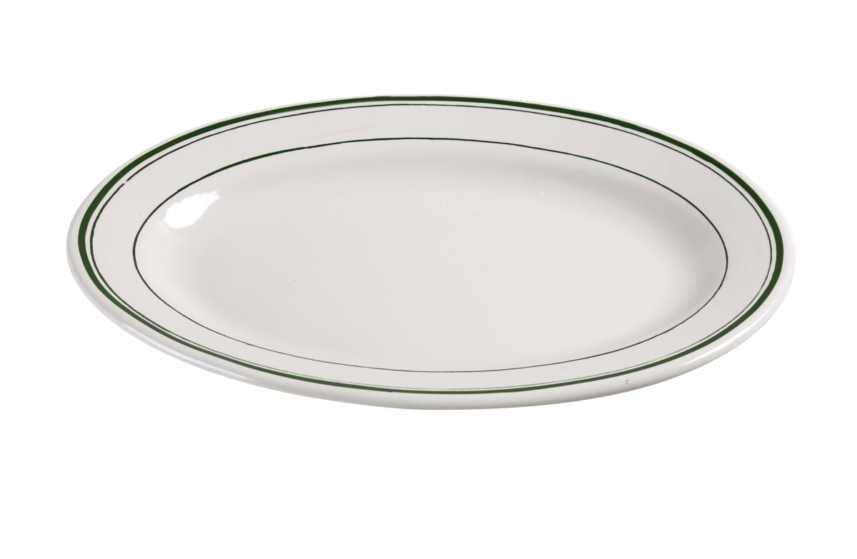 Picture of Yanco GB-12 China Green Band Platter, White - 10.5 x 7.5 in. - Pack of 24