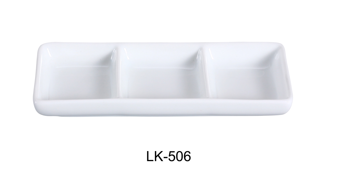Picture of Yanco LK-506 1.5 oz Well Triple Dish, Bone White - 6 x 2.5 in. - Pack of 36
