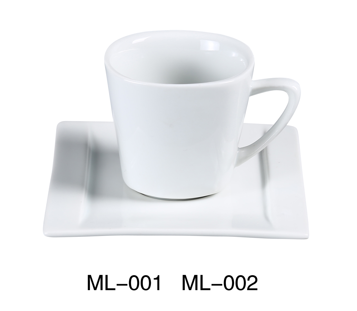 Picture of Yanco ML-001 7 oz Square Porcelain Shaped Coffee & Tea Cup, Super White - 3 x 3 in. - Pack of 36