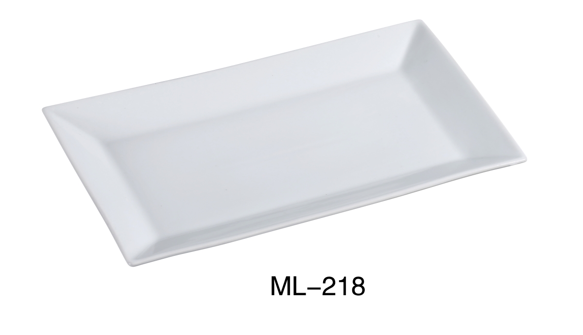 Porcelain Rectangular Plate, Super White - 18 x 10.5 in. - Pack of 6