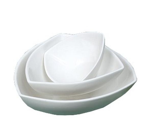Picture of Yanco ML-509 9 in. Porcelain Triangle Bowl, Super White - 48 oz - Pack of 12
