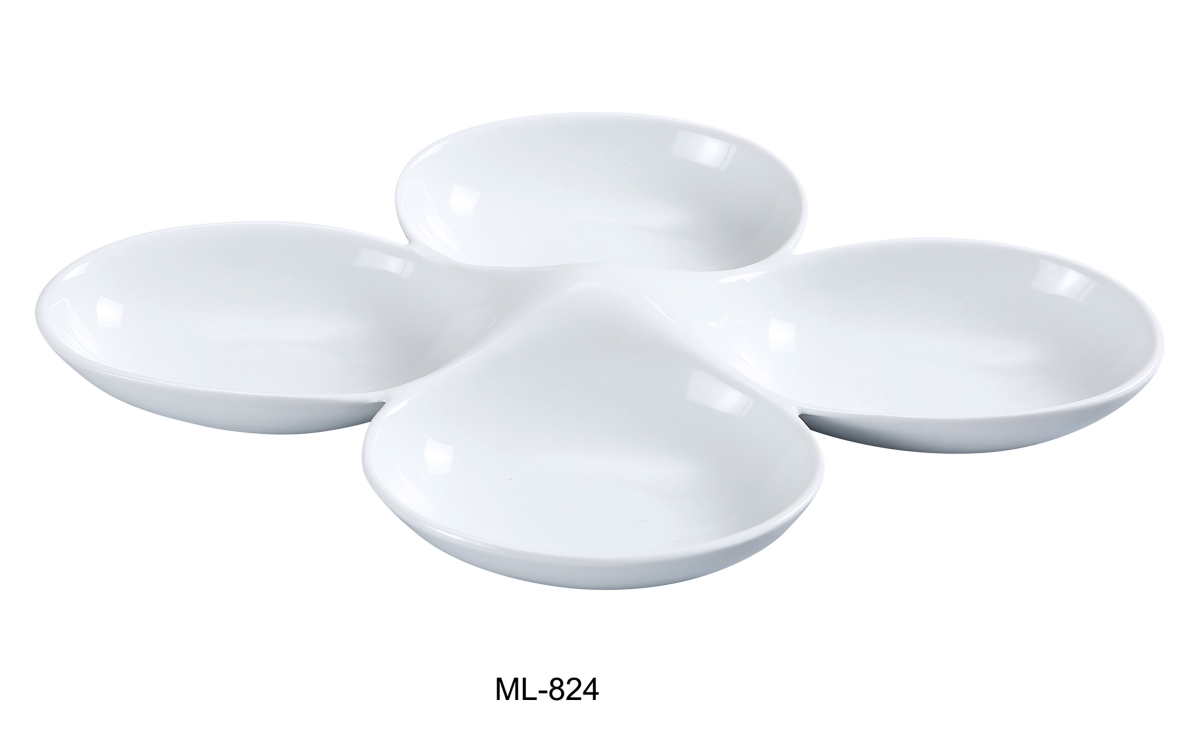 Picture of Yanco ML-824 5 oz Well Porcelain Four Divided Bowl, Super White - 13.5 x 8.75 in. - Pack of 12