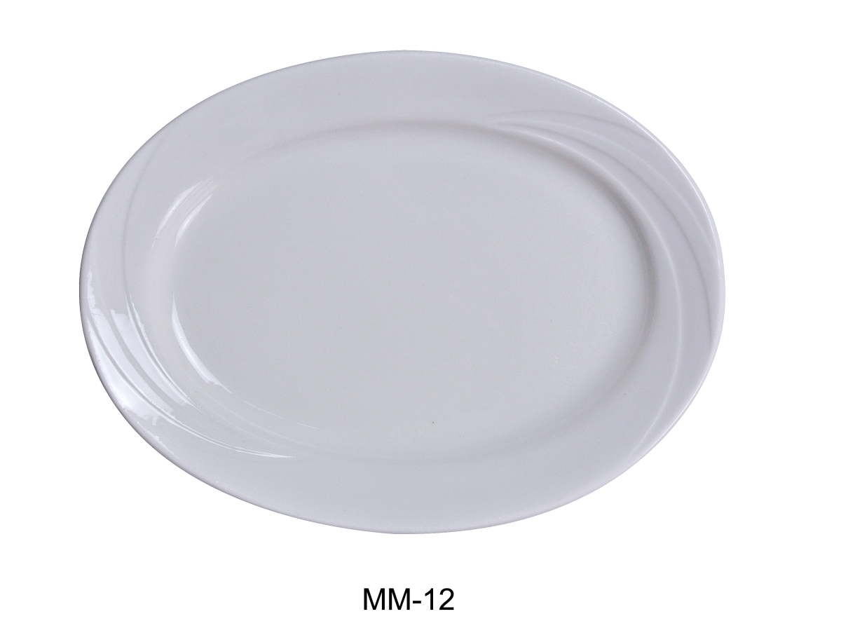 Picture of Yanco MM-12 Porcelain Miami Oval Platter, Bone White - 10.25 x 7.75 in. - Pack of 24