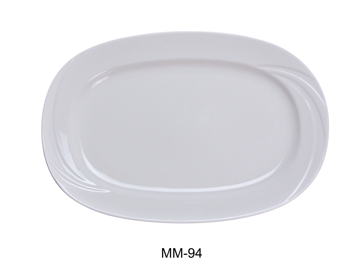 Picture of Yanco MM-94 Porcelain Miami Rectangular Platter, Bone White - 14 x 10 in. - Pack of 12
