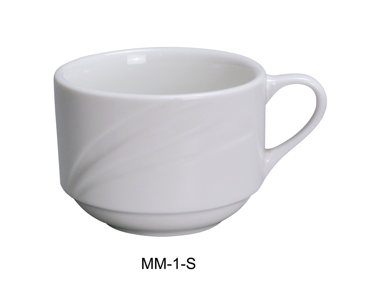 Picture of Yanco MM-1-S 7.5 oz Miami Stackable Porcelain Coffee & Tea Cup, Bone White - 3.5 in. - Pack of 36