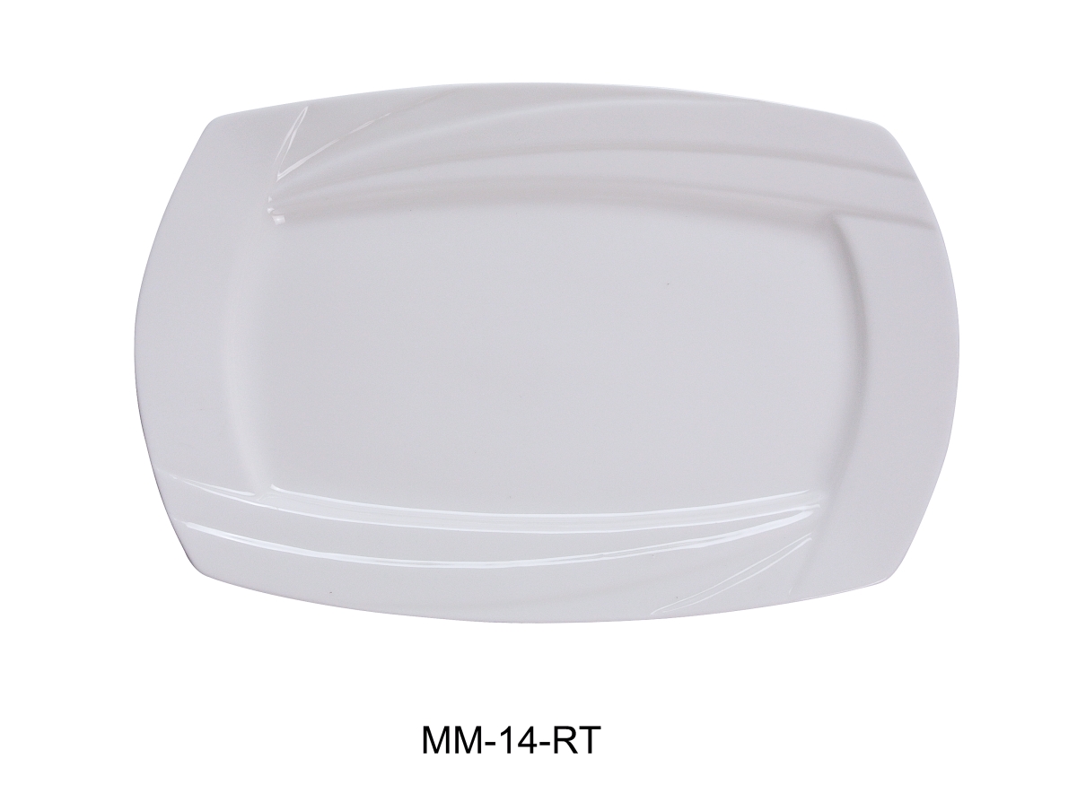 Picture of Yanco MM-14-RT Porcelain Miami Rectangular Plate, Bone White - 14 x 9 in. - Pack of 12