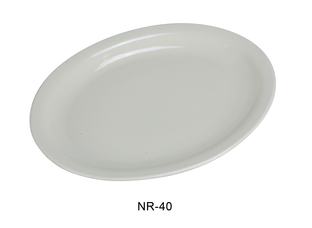 Picture of Yanco NR-40 China Narrow Rim Normandy Platter, American White - 7.25 x 5.625 in. - Pack of 36