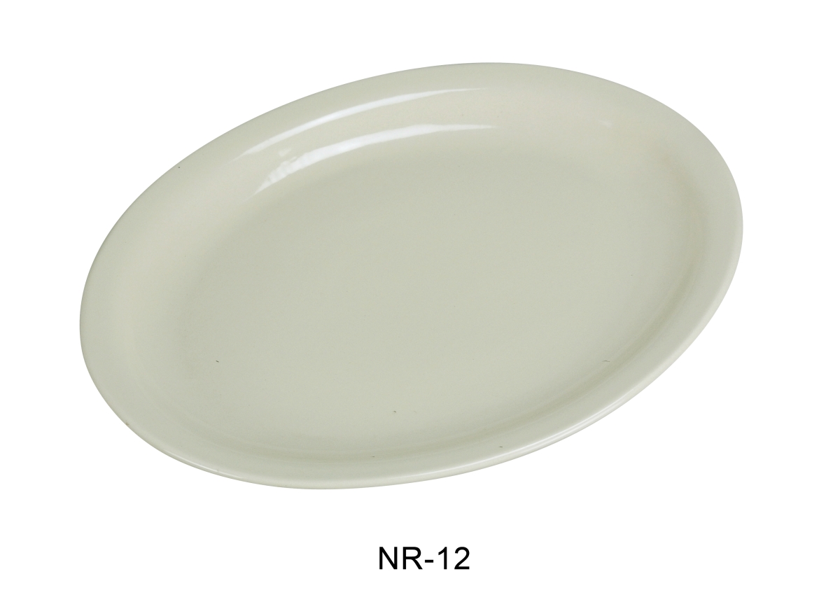 Picture of Yanco NR-12 China Narrow Rim Normandy Platter, American White - 9.5 x 7.5 in. - Pack of 24