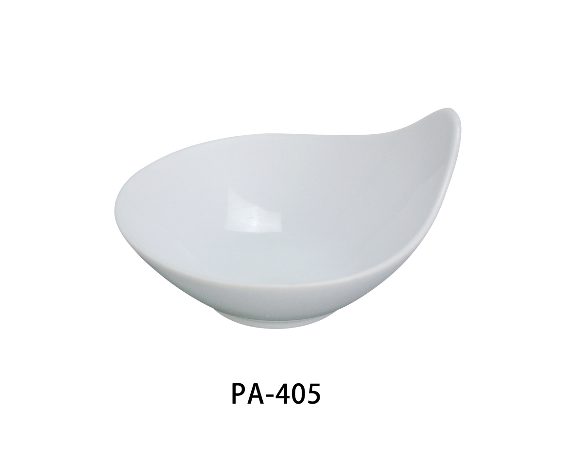 Picture of Yanco PA-405 3.5 oz Porcelain Ear Shaped Bowl, Super White - 3.5 in. - Pack of 36