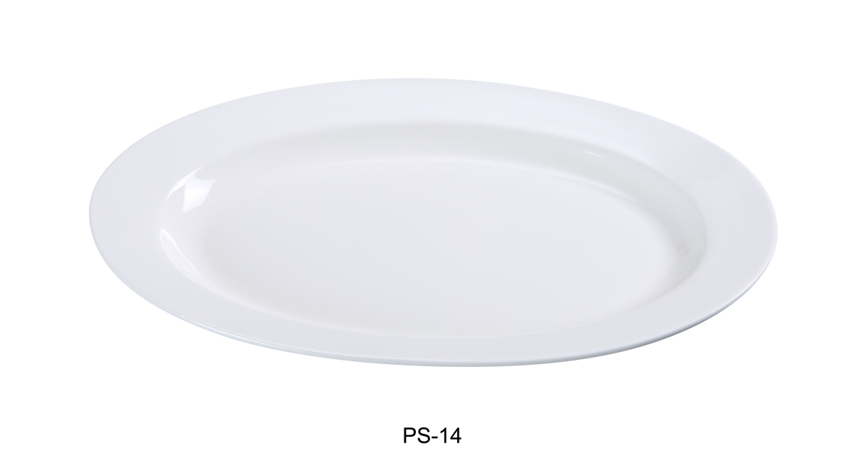 Picture of Yanco PS-14 Porcelain Oval Platter, Bone White - 13 x 8.5 in. - Pack of 12
