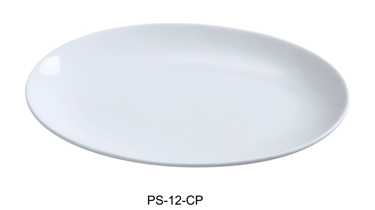 Picture of Yanco PS-12-CP 8.375 x 12 in. Porcelain Coupe Platter, Bone White - Pack of 12