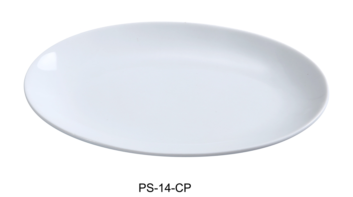 Picture of Yanco PS-14-CP 9.75 x 14 in. Porcelain Coupe Platter, Bone White - Pack of 12