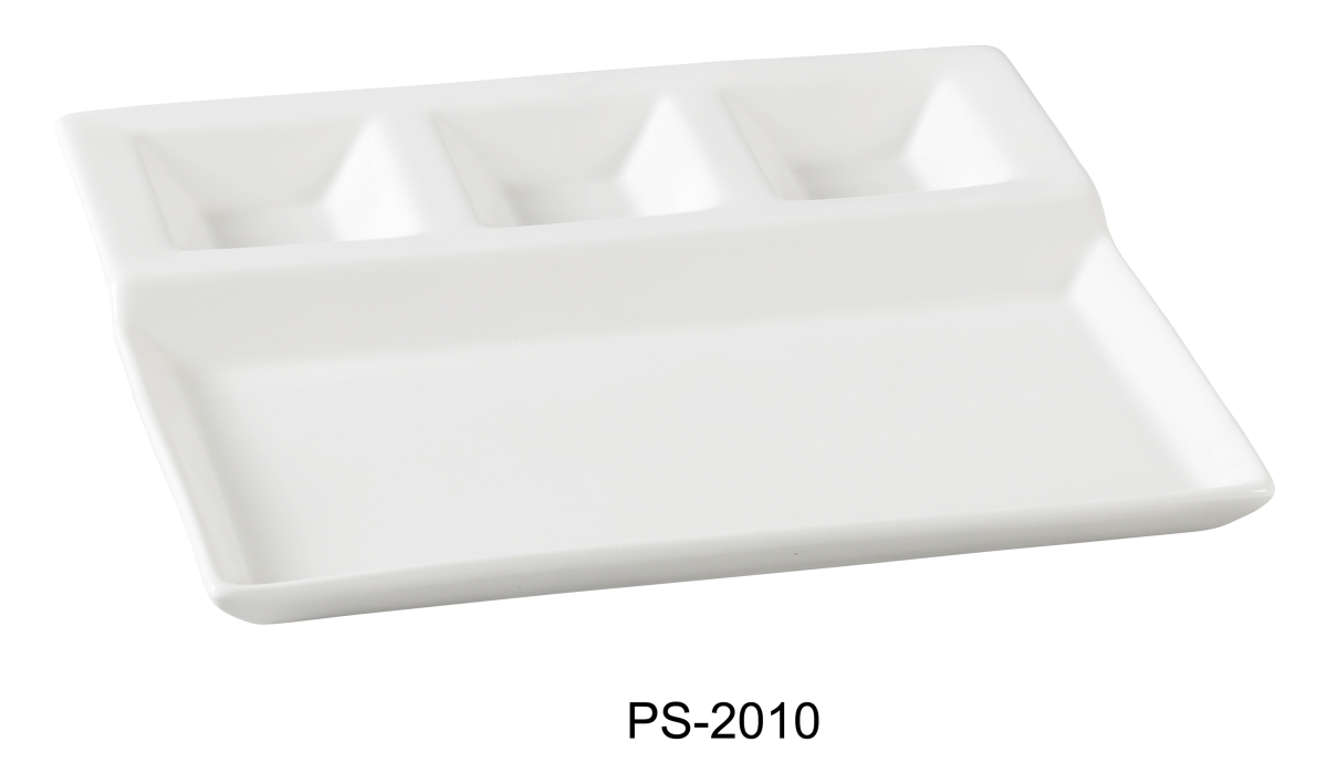 Picture of Yanco PS-2010 10.25 x 8.75 in. Porcelain 4-Compartment Plate, Bone White - Pack of 12
