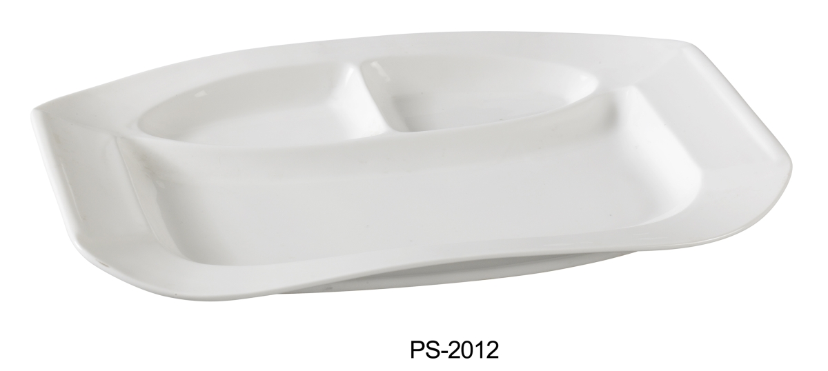 Picture of Yanco PS-2012 8.5 x 12 in. Porcelain 3-Compartment Plate, Bone White - Pack of 12