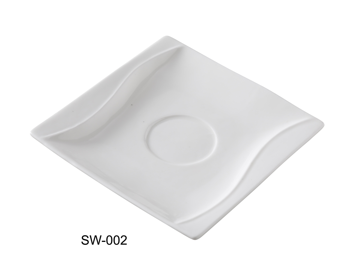 Picture of Yanco SW-002 5.5 in. Porcelain Square Saucer, Bone White - Pack of 36