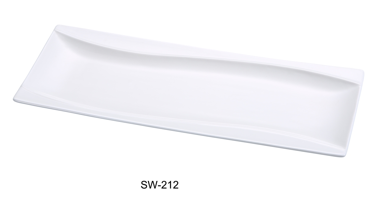 Picture of Yanco SW-212 4.625 x 12 in. Porcelain Sea Rectangular Plate, Bone White - Pack of 12