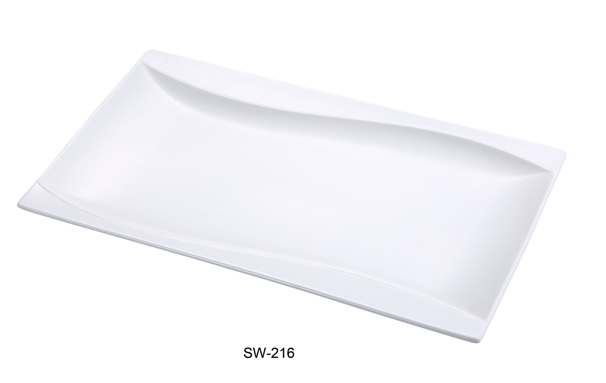 Picture of Yanco SW-216 9.25 x 15.75 in. Porcelain Rectangular Plate, Bone White - Pack of 12