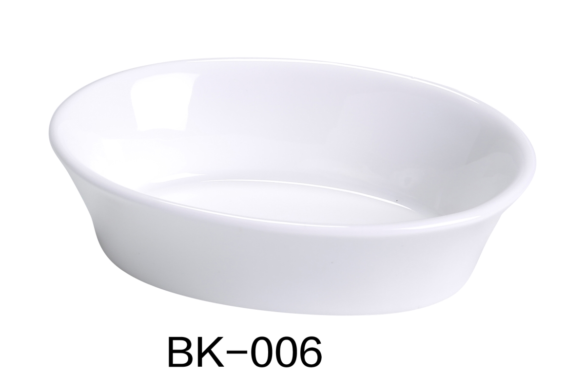 Picture of Yanco BK-006 6 x 1.5 x 4.5 in. Oval Baking China Dish, Bone White - 10 oz - Pack of 36