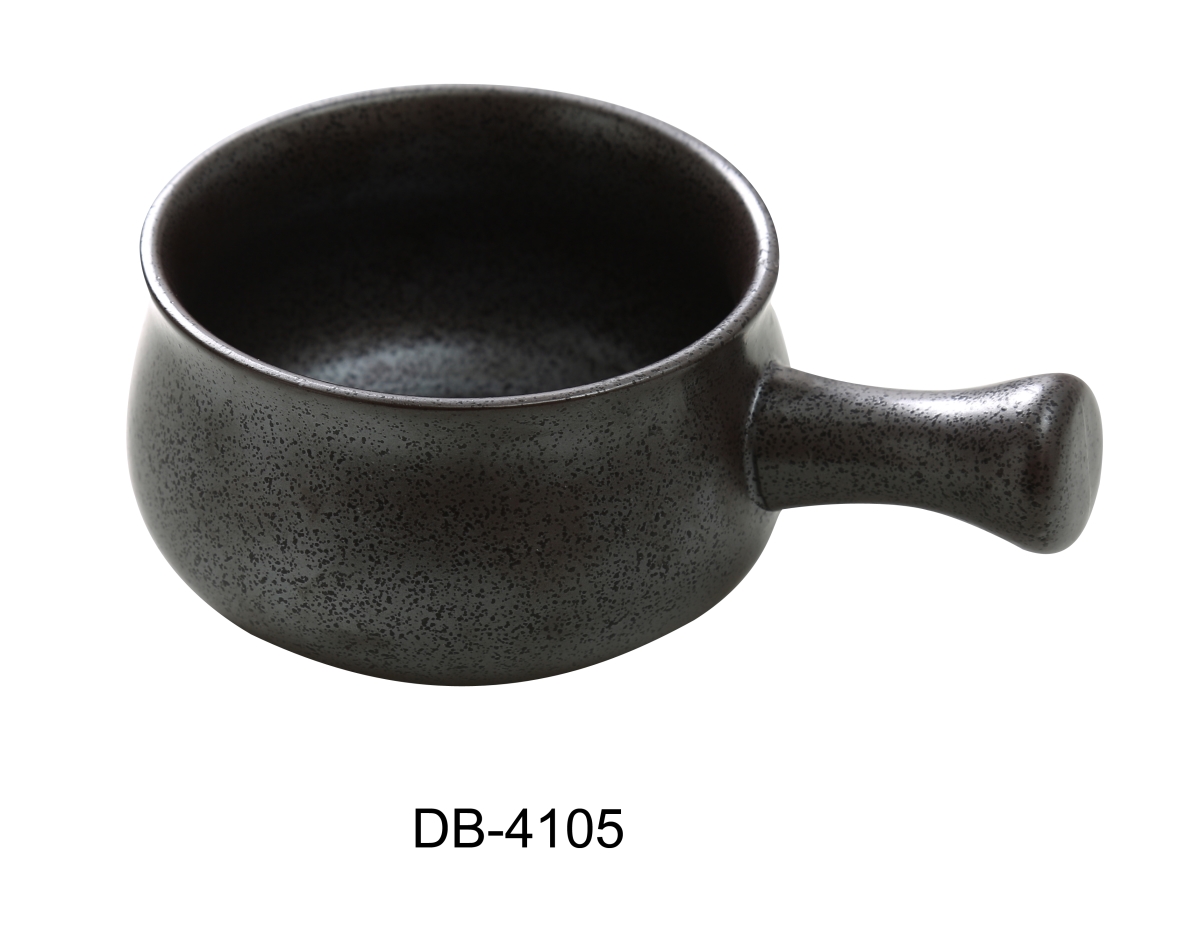 Picture of Yanco DB-4105 5 x 7.75 in. Diamond Black China Skillet with Handle, Matte Black Glaze - 22 oz - Pack of 24