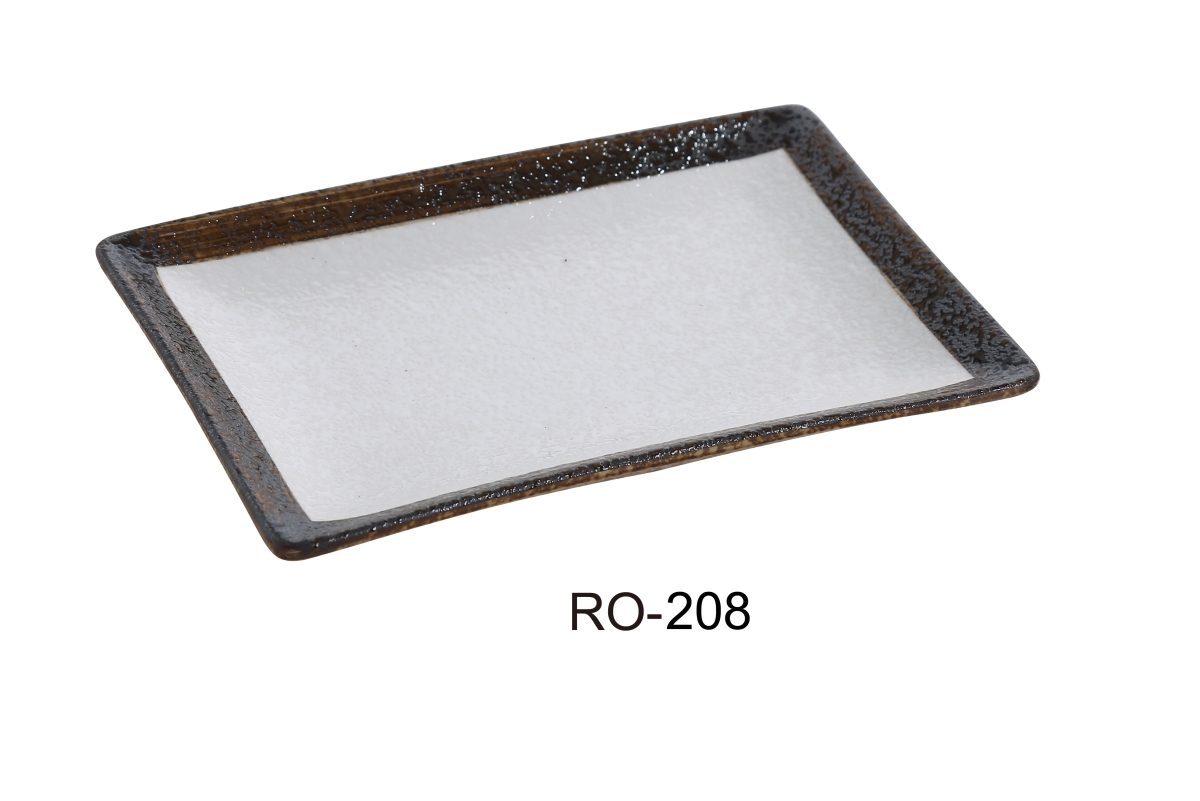 Picture of Yanco RO-208 8 x 5.5 in. Rockeye Rectangular Two-Tone China Plate - Pack of 36