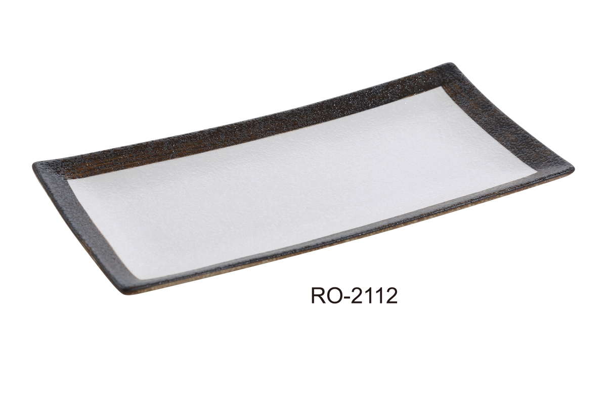 Picture of Yanco RO-2112 5.5 x 11.5 in. Rockeye Rectangular Two-Tone China Plate - Pack of 12