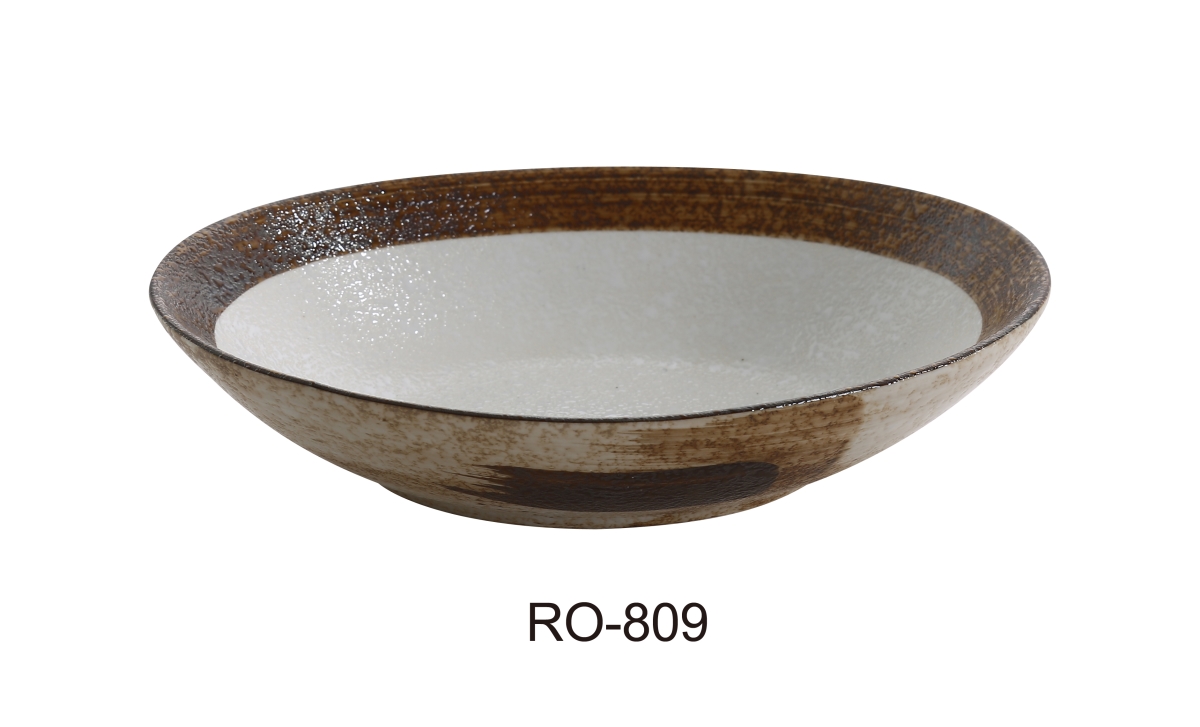 Picture of Yanco RO-809 2 x 6.25 x 9 in. Rockeye China Two-Tone Oval Bowl - 20 oz - Pack of 24