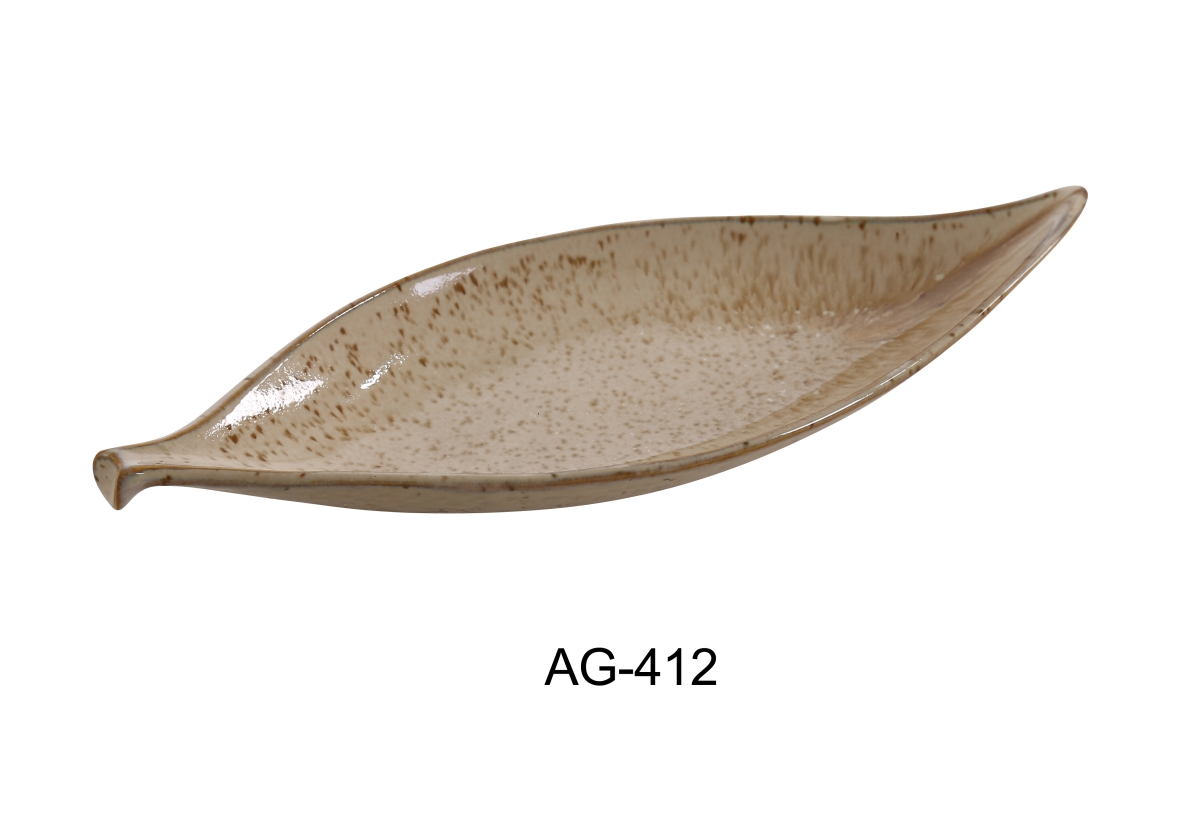 Picture of Yanco AG-412 12 x 4.5 in. Porcelain Leaf Plate - Pack of 24