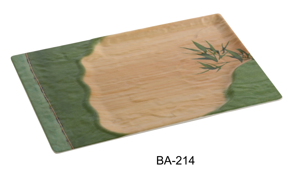 Picture of Yanco BA-214 1 x 8.5 x 14 in. Bamboo Style Melamine Rectangular Plate - Pack of 12