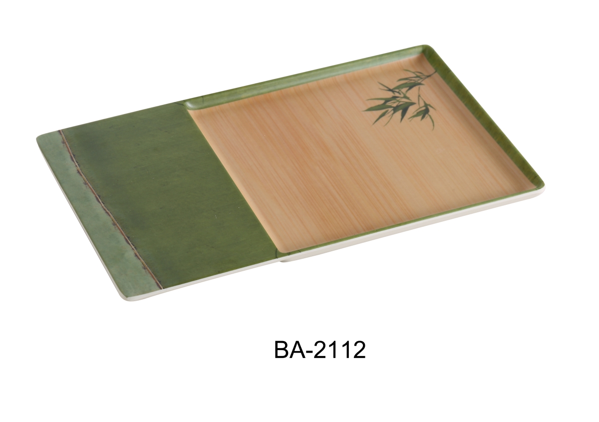 Picture of Yanco BA-2112 5 x 12.5 x 7.25 in. Bamboo Style Melamine Rectangular Plate - Pack of 12