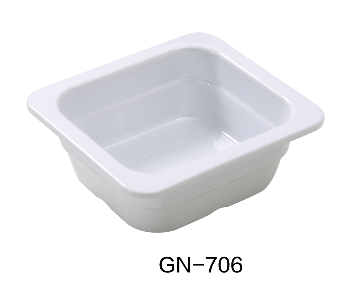 Picture of Yanco GN-706 7 x 6.375 x 2.5 in. Melamine Gastronorm Pan, White - 26 oz - Pack of 6