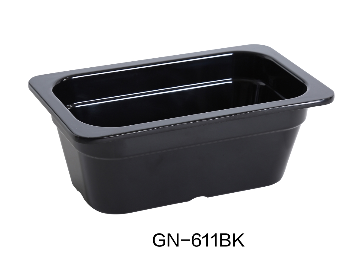 Picture of Yanco GN-611BK 10.375 x 6.375 x 4 in. Melamine Gastronorm Pan, Black - 1.5 ltr - Pack of 6