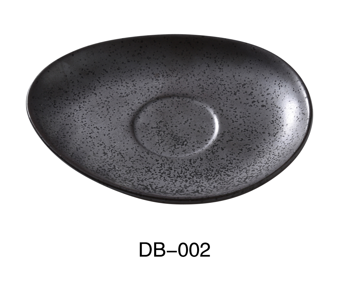Picture of Yanco DB-002 6 x 4.5 in. Diamond Black Porcelain Saucer, Matte Glaze - Pack of 36