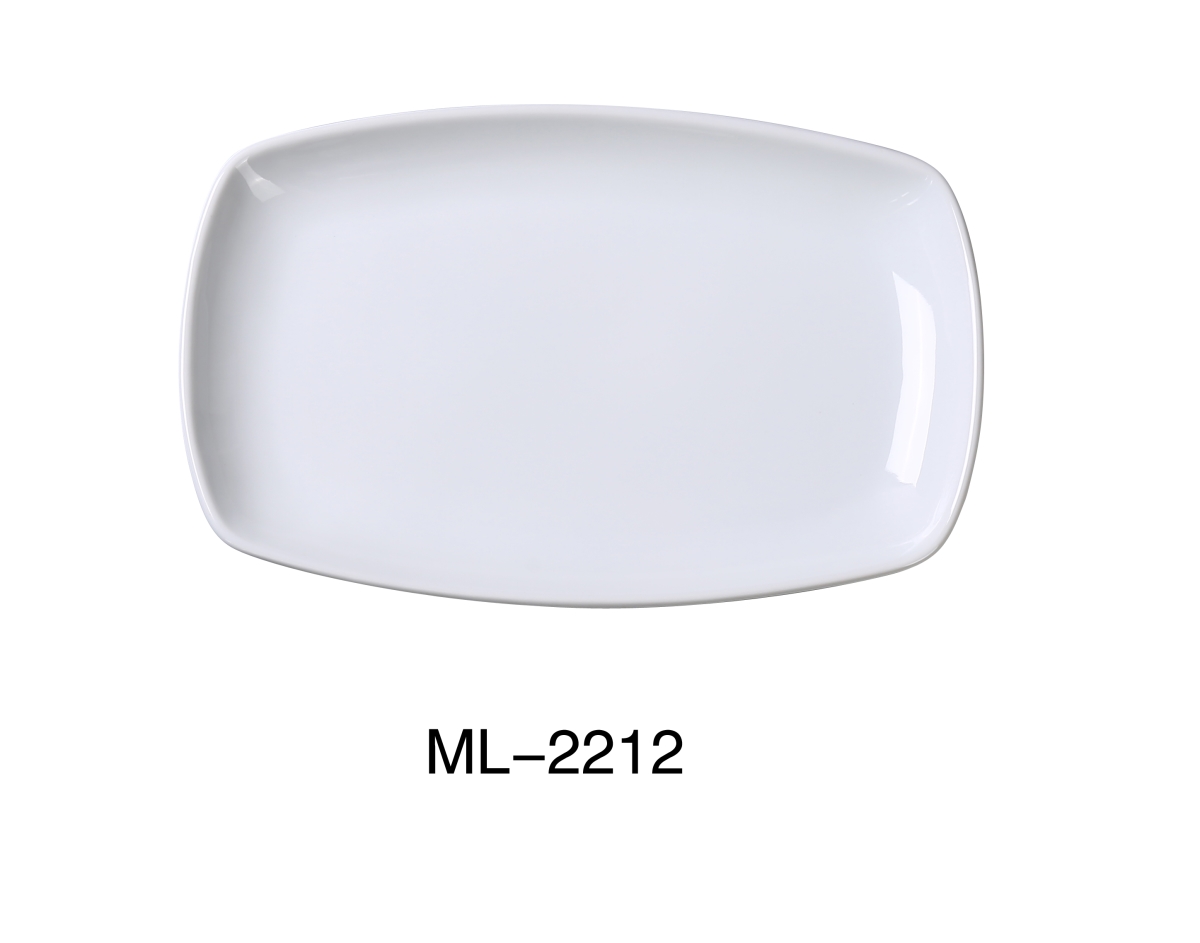 Picture of Yanco ML-2212 12.5 x 8.25 x 1.125 in. Mainland Porcelain Rectangular Plate with Rounded Corner, Super White - Pack of 12