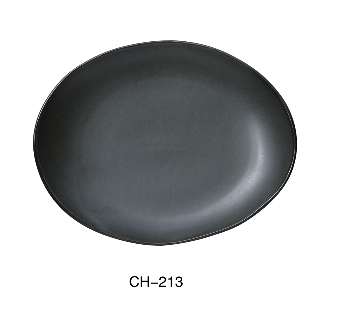 Picture of Yanco CH-213 13 x 10.5 x 1.5 in. Champs Oval Porcelain Plate, Matte Glaze - Pack of 12