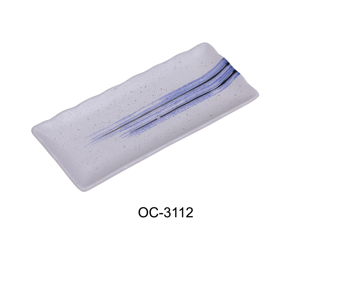 Picture of Yanco OC-3112 11.5 x 5.5 in. Ocean Rectangular Sushi Porcelain Plate - Pack of 12