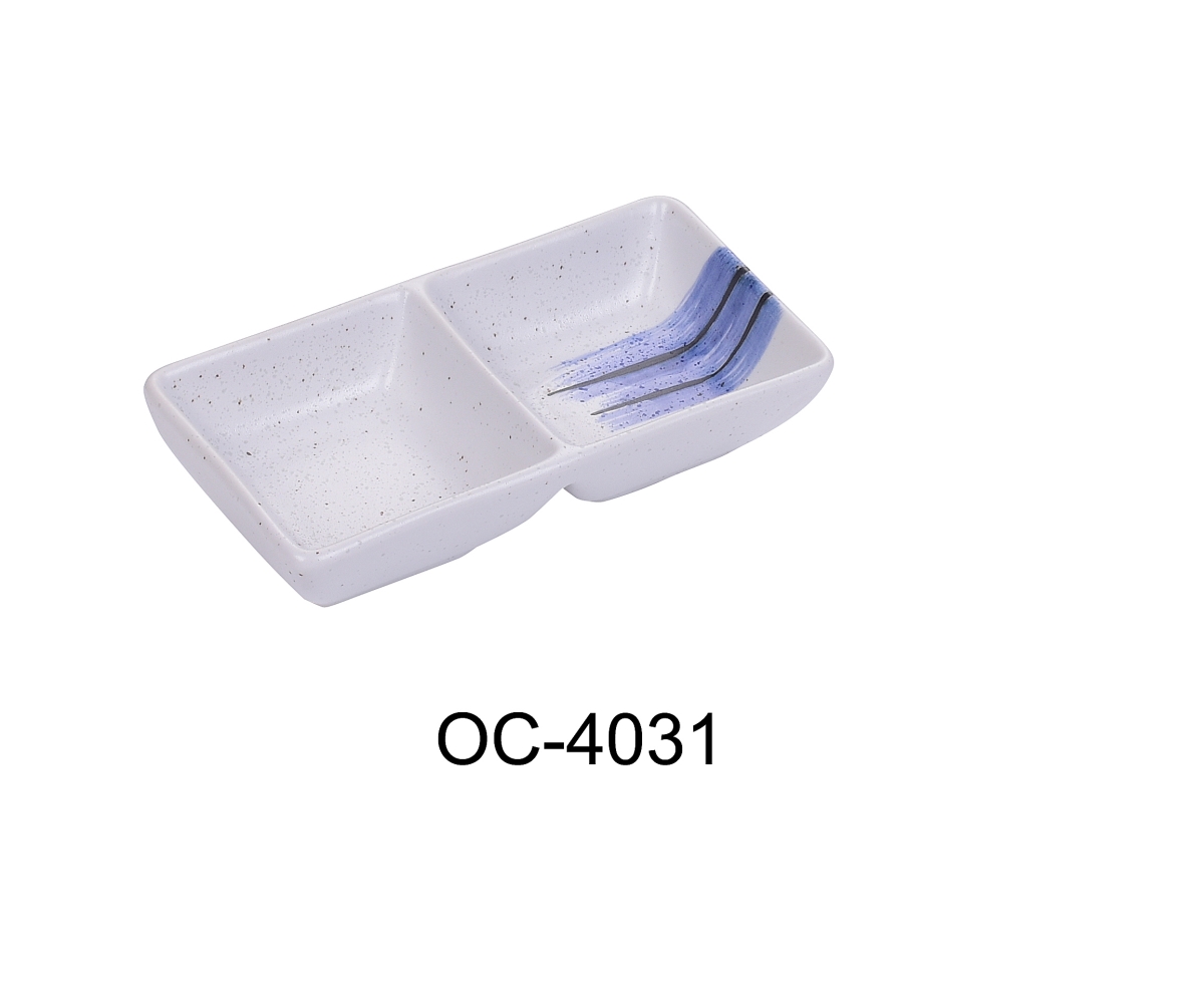 Picture of Yanco OC-4031 5.5 x 3 in. Ocean Porcelain Double Sauce Dish - 2 oz - Pack of 36
