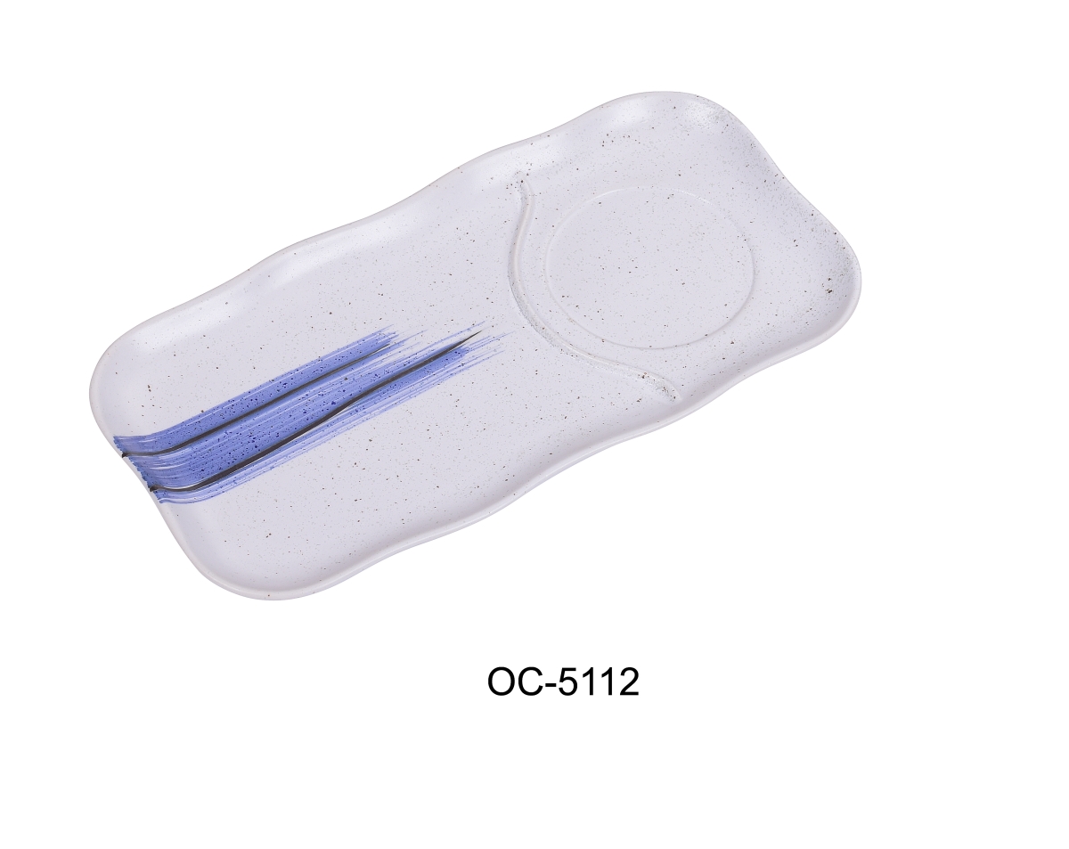 Picture of Yanco OC-5112 12 x 6 in. Ocean Porcelain Matching Compartment Plate - Pack of 12
