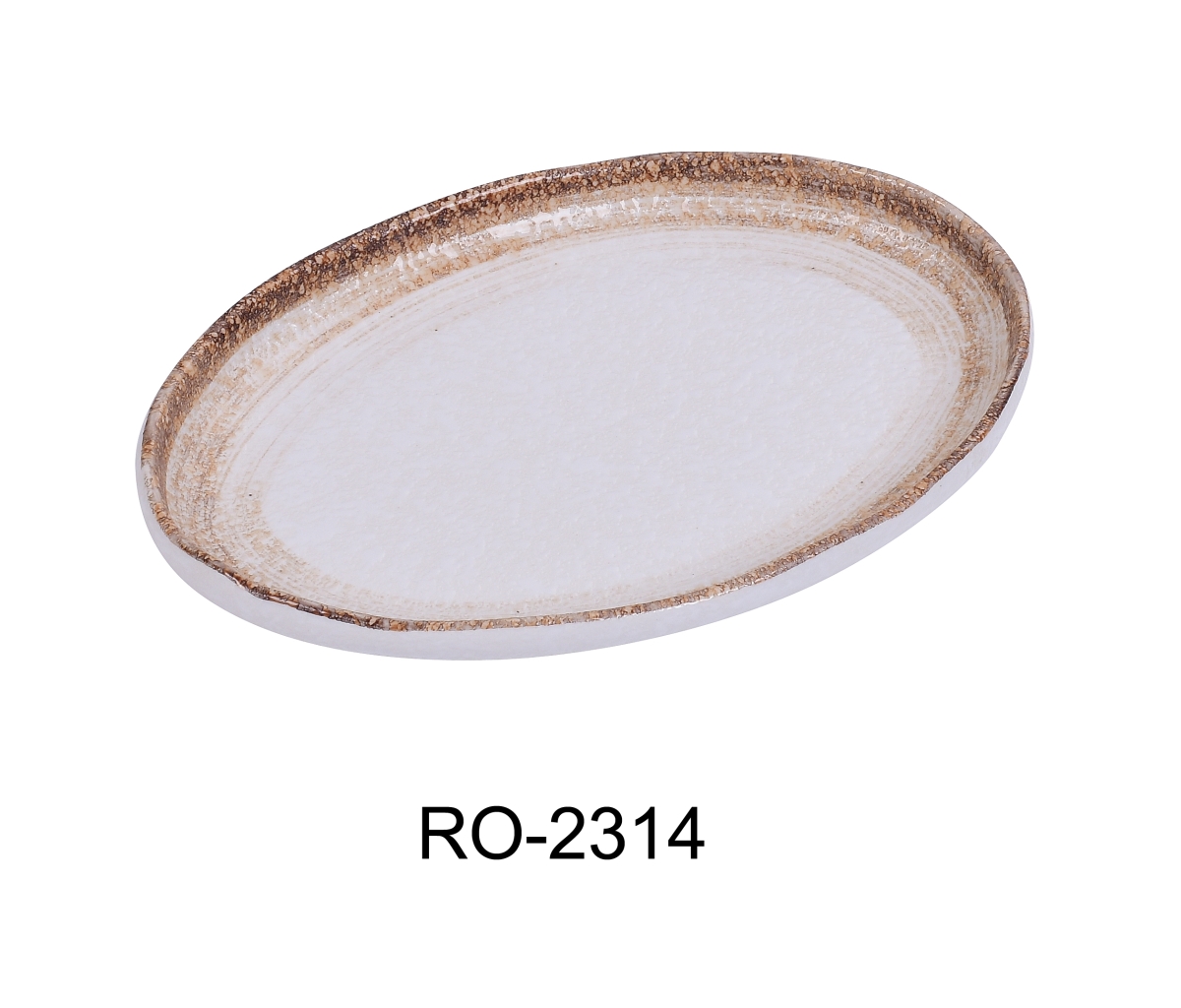 Picture of Yanco RO-2314 14 x 9.25 x 1.5 in. Rockeye-2 Porcelain Two-Tone Platter - Pack of 12