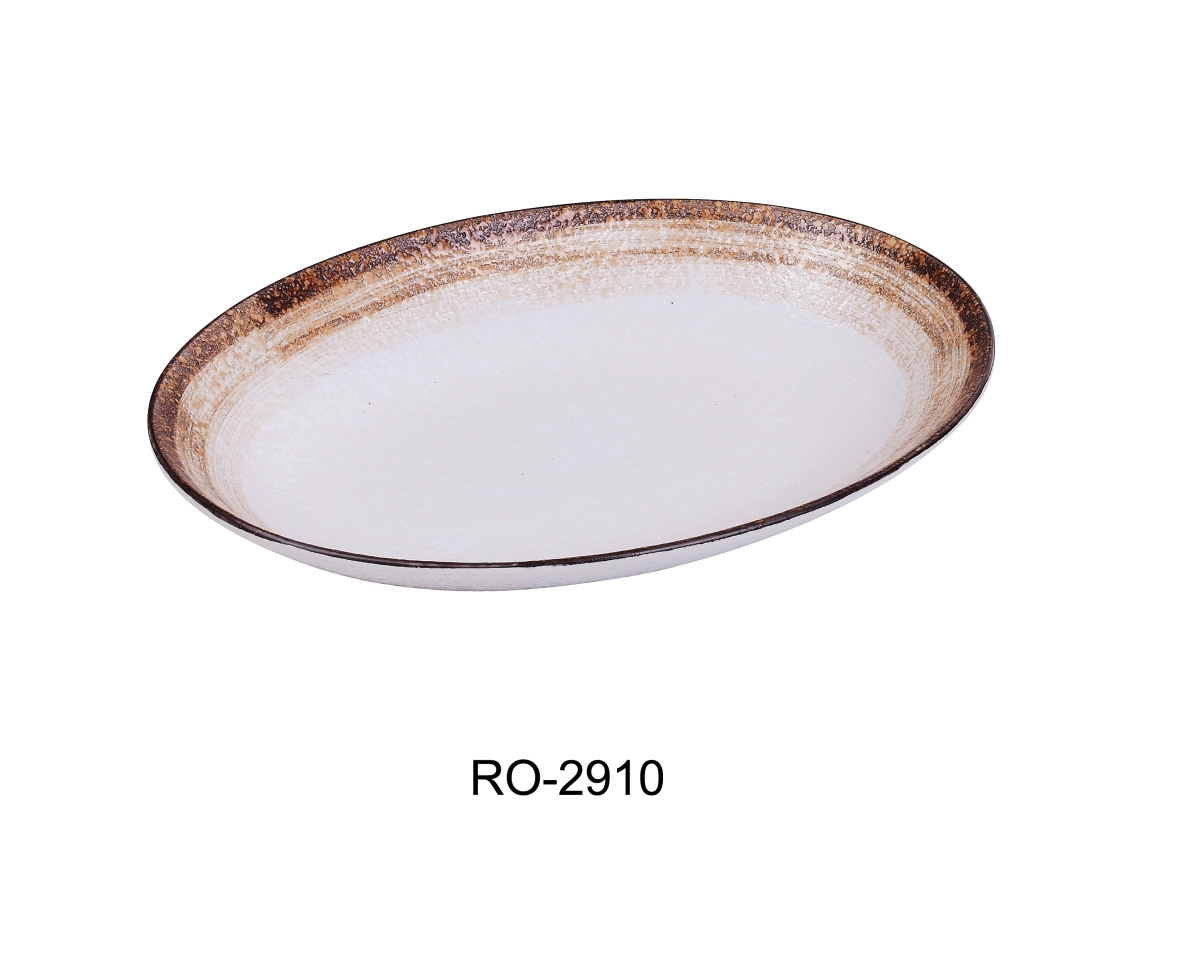 Picture of Yanco RO-2910 9.5 x 7.5 x 1.5 in. Rockeye-2 Porcelain Two-Tone Oval Plate - 20 oz - Pack of 12
