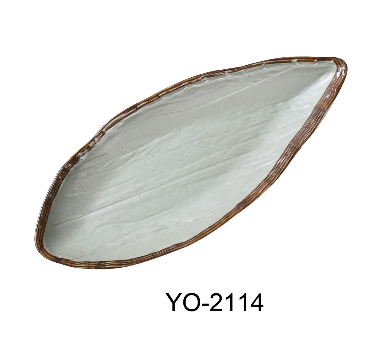 Picture of Yanco YO-2114 14.5 x 6 x 1.75 in. Yoto Melamine Oval Display Plate with Foot, Matte - Pack of 12