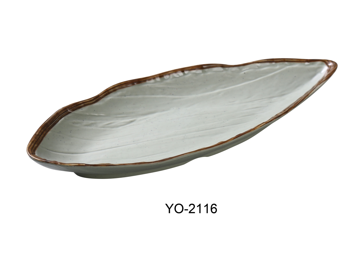 Picture of Yanco YO-2116 16.5 x 7 x 1.875 in. Yoto Melamine Oval Display Plate with Foot, Matte - Pack of 12