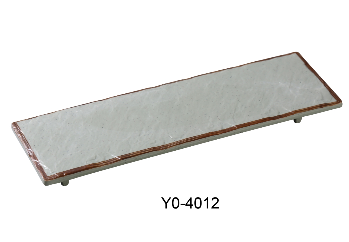Picture of Yanco YO-4012 12 x 4 x 0.75 in. Yoto Melamine Rectangular Display Plate with Foot, Matte - Pack of 12
