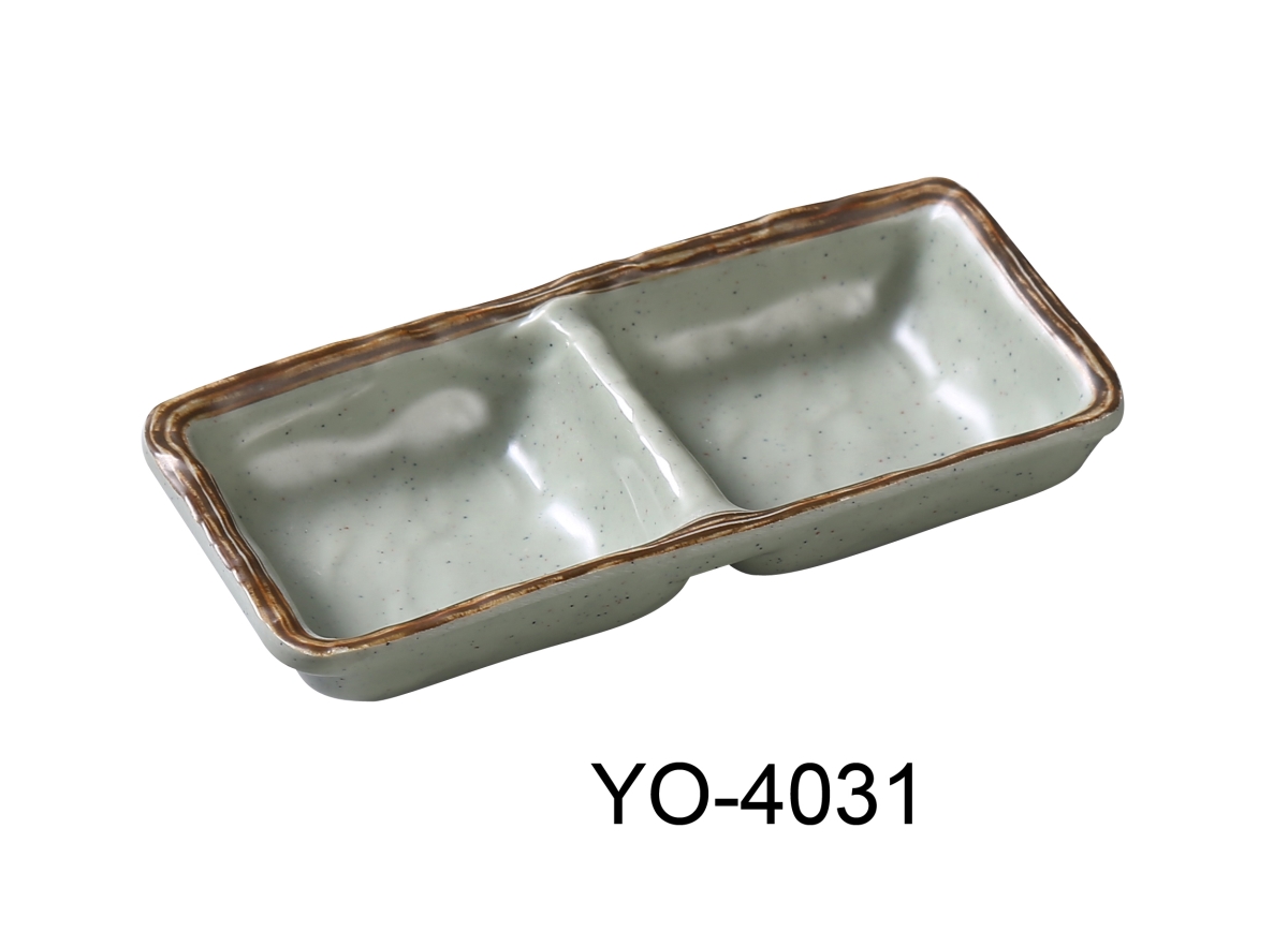 Picture of Yanco YO-4031 6 x 2.75 x 0.75 in. Yoto Melamine Double Sauce Dish, Matte - 5 oz - Pack of 48