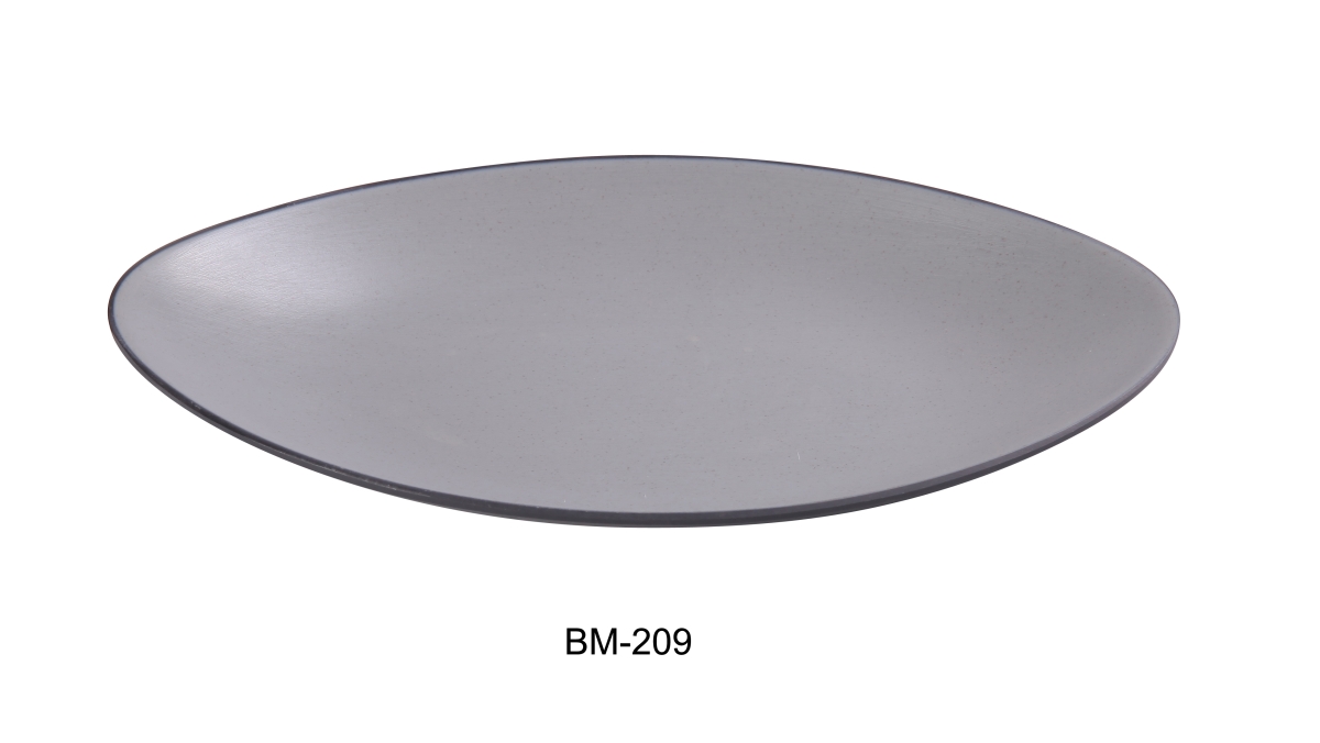 Picture of Yanco BM-209 9.625 x 6 x 1 in. Birmingham Melamine Oval Plate, Gray & Black - Pack of 24