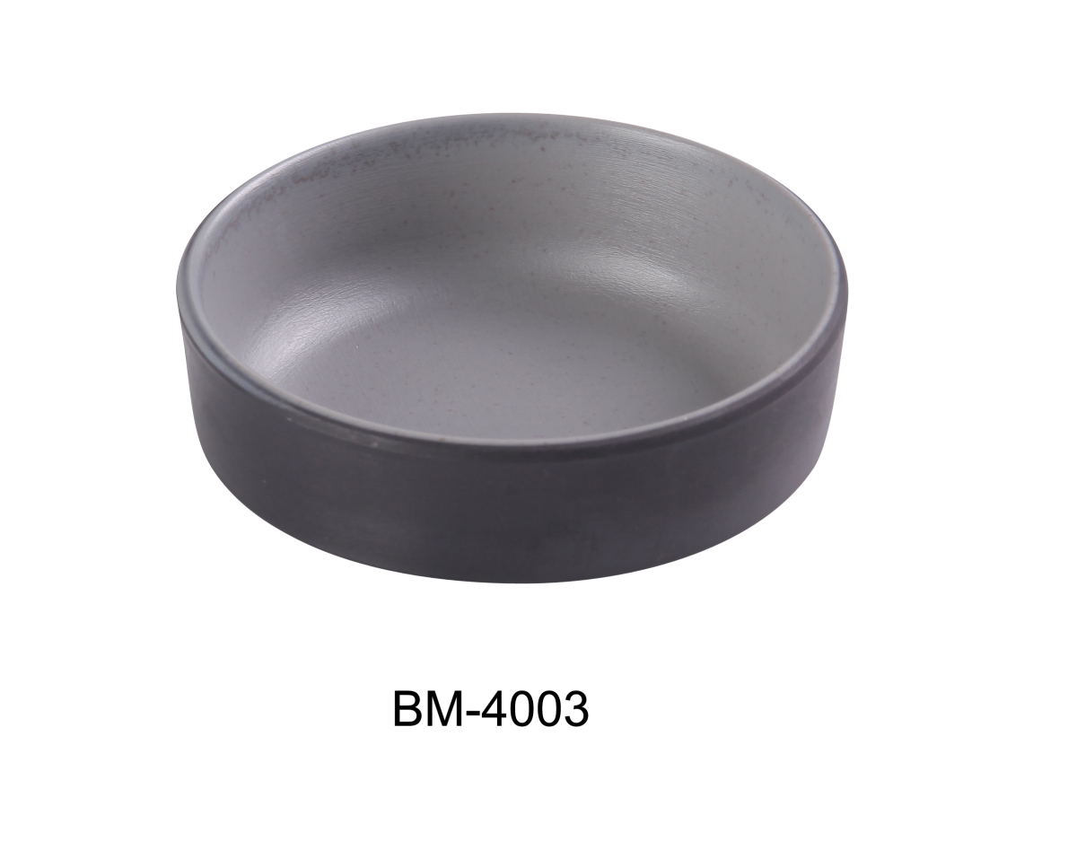 Picture of Yanco BM-4003 3 x 1 in. Birmingham Melamine Sauce Dish, Gray & Black - 2 oz - Pack of 72