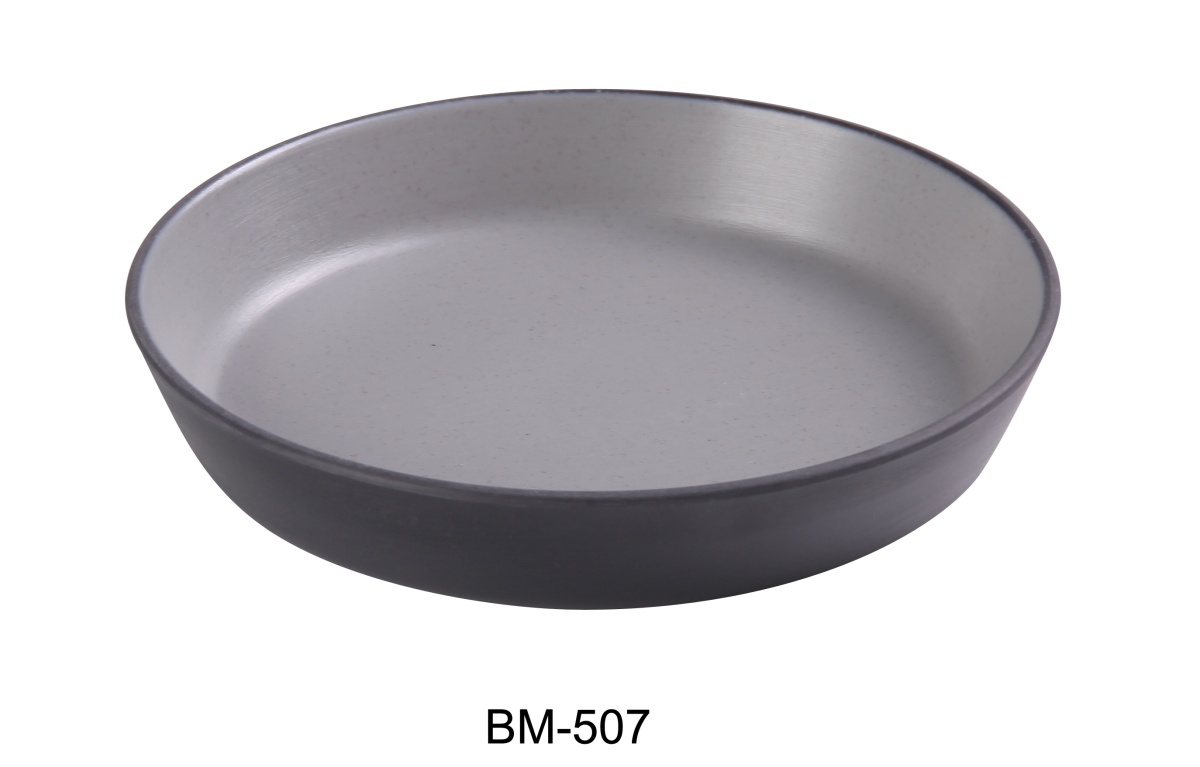 Picture of Yanco BM-507 7.5 x 1.5 in. Birmingham Melamine Dish, Gray & Black - 16 oz - Pack of 48