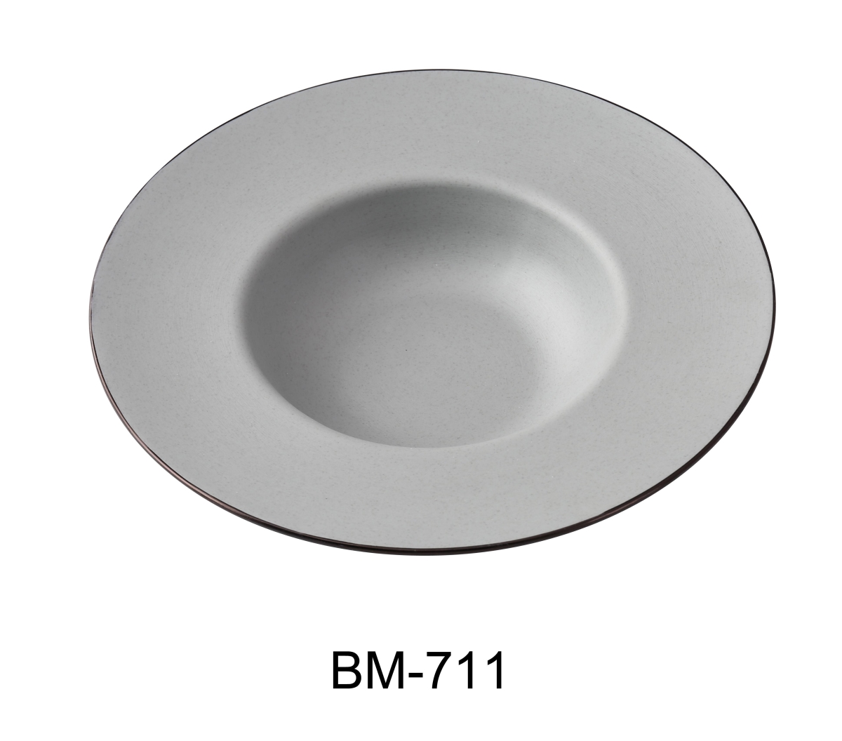 Picture of Yanco BM-711 Birmingham 11.5 x 6 x 2.375 in. Dessert Plate, Gray & Black - 16 oz - Melamine - Pack of 12