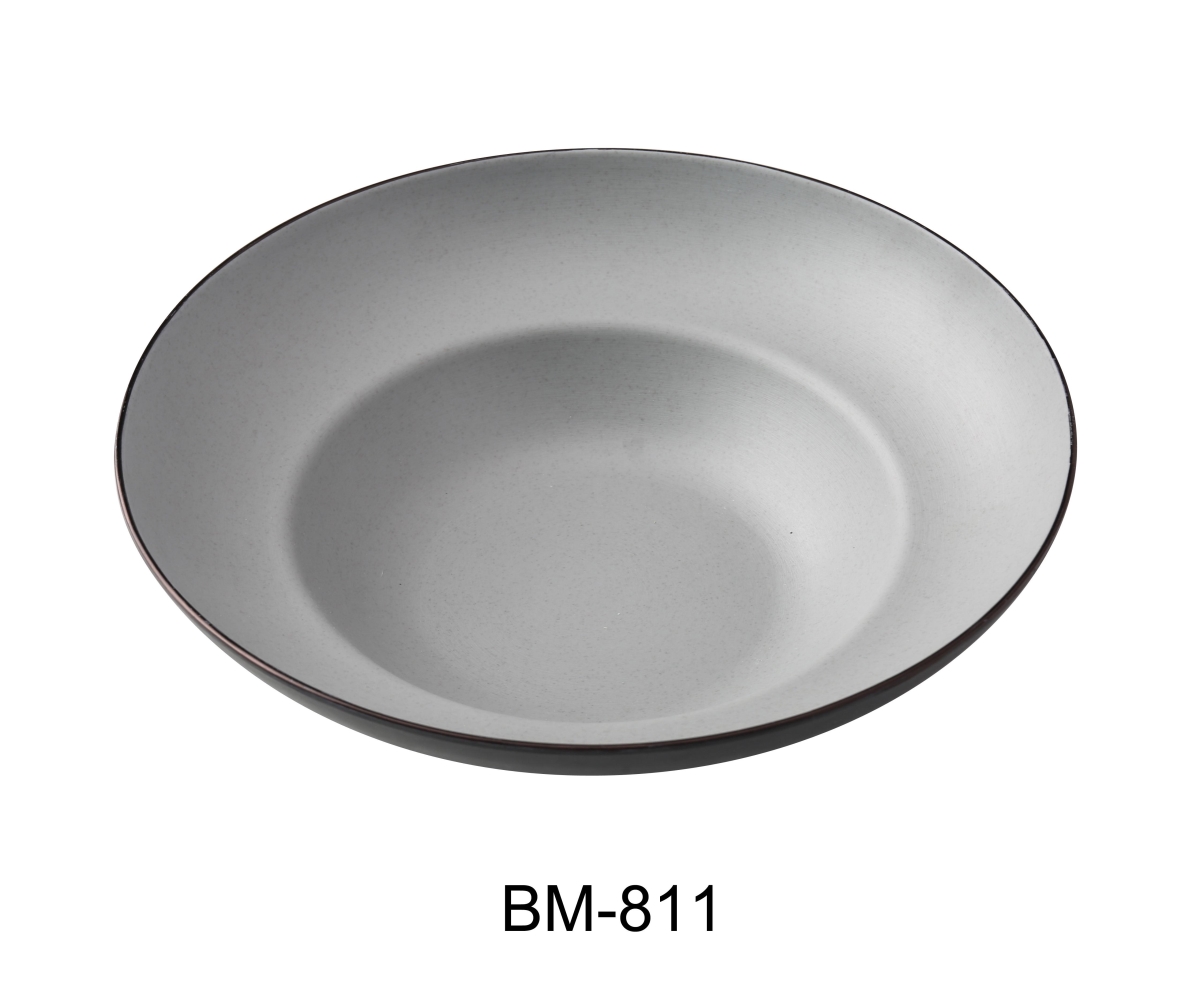 Picture of Yanco BM-811 Birmingham 11.125 x 7 x 3.25 in. Deep Mediterranean Bowl, Gray & Black - 20 oz - Melamine - Pack of 12